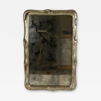 Tony Duquette Large Biomorphic Mirror with a Burnished Silver Leafed finish by TONY DUQUETTE 