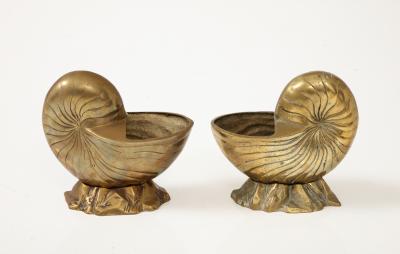 Tony Duquette Pair Duquette Style Bronze Nautilus Cache Pots
