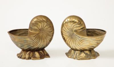 Tony Duquette Pair Duquette Style Bronze Nautilus Cache Pots