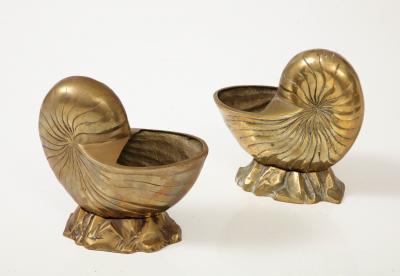 Tony Duquette Pair Duquette Style Bronze Nautilus Cache Pots