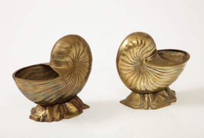 Tony Duquette Pair Duquette Style Bronze Nautilus Cache Pots