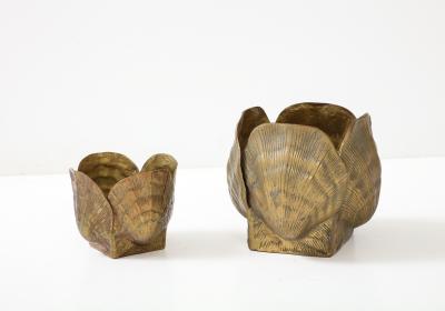 Tony Duquette Pair Duquette Style Bronze Planters