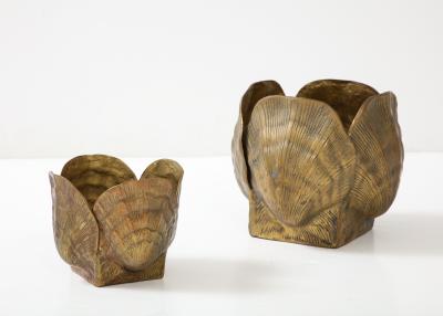 Tony Duquette Pair Duquette Style Bronze Planters