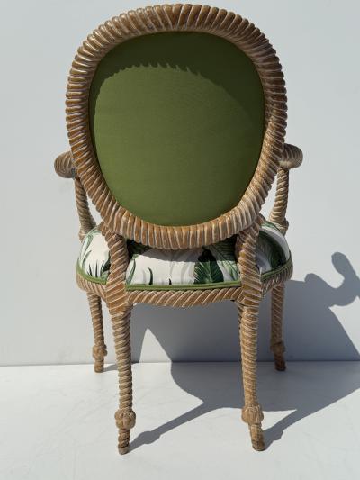 Tony Duquette Pair of Faux Bois Carved Regency Armchairs