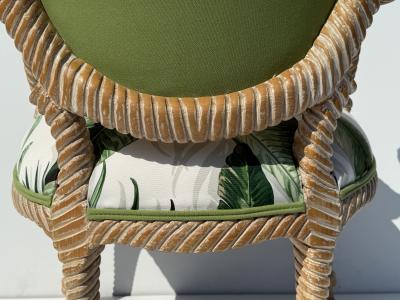 Tony Duquette Pair of Faux Bois Carved Regency Armchairs