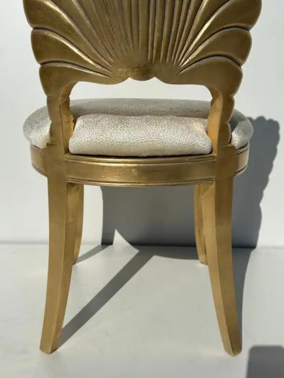 Tony Duquette Pair of Gold Leaf Grotto Shell Back Chairs