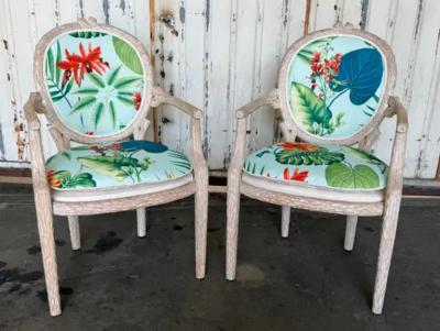 Tony Duquette Pair of Tropical Twig Regency Armchairs