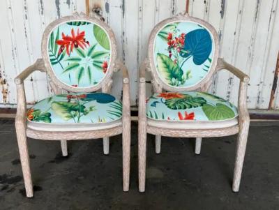 Tony Duquette Pair of Tropical Twig Regency Armchairs