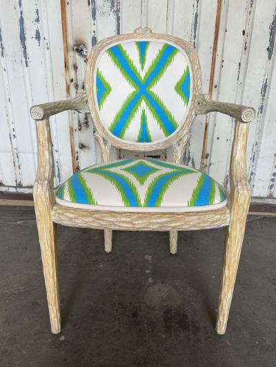 Tony Duquette Set of 8 Faux Bois Twig Regency Chairs