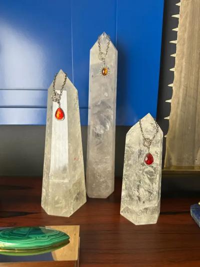 Tony Duquette Set of Rock Crystal Quartz Obelisks