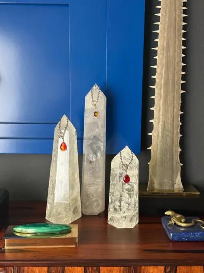 Tony Duquette Set of Rock Crystal Quartz Obelisks