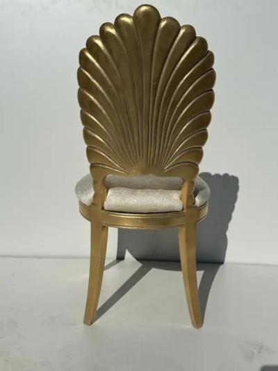 Tony Duquette Set of Six Gold Leaf Grotto Shell Back Chairs