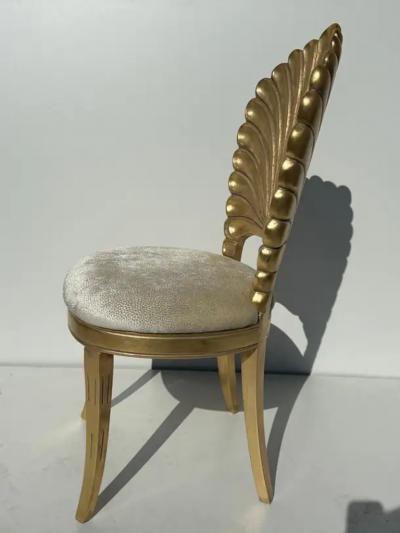 Tony Duquette Set of Six Gold Leaf Grotto Shell Back Chairs