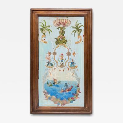 Tony Duquette Tony Duquette Style Chinoiserie Oil Painting on Board W Monkeys