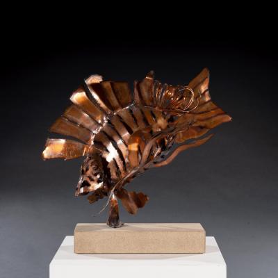 Tony Evans Contemporary Modern Art Copper Lionfish Sculpture by Tony Evans