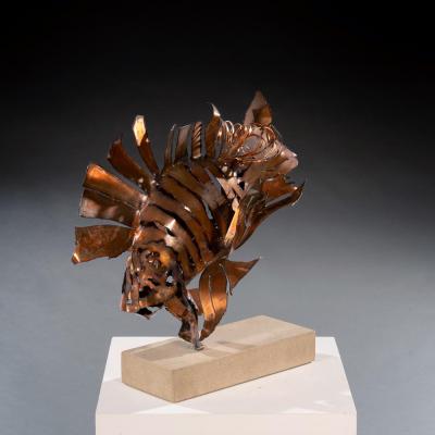 Tony Evans Contemporary Modern Art Copper Lionfish Sculpture by Tony Evans
