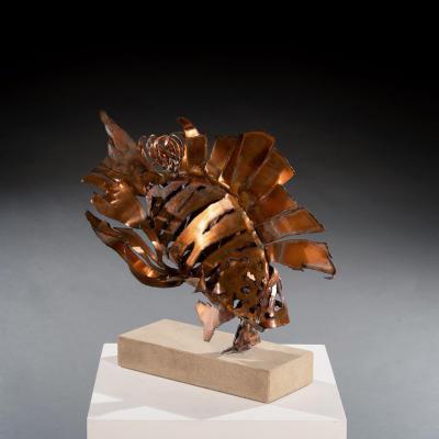 Tony Evans Contemporary Modern Art Copper Lionfish Sculpture by Tony Evans