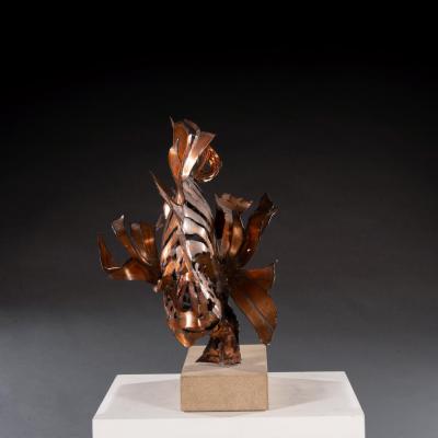 Tony Evans Contemporary Modern Art Copper Lionfish Sculpture by Tony Evans