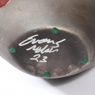 Tony Evans Mid Century Organic Glazed Gray Violet Ceramic Studio Vase signed Tony Evans