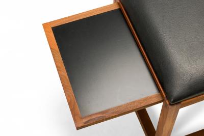 Tony Paul Pair Of Tony Paul Black Leather Upholstered Wooden Cube Stool With Slide Tray
