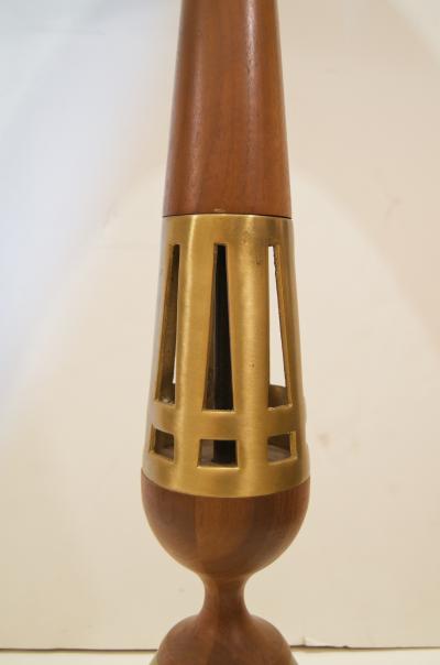 Tony Paul Pair of Tony Paul for Westwood Brass and Walnut Table Lamps