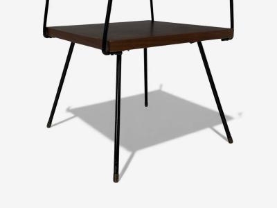Tony Paul Style Lacquered Iron Walnut Side Tables USA 1960s