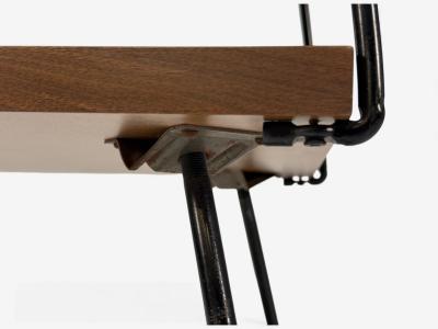 Tony Paul Style Lacquered Iron Walnut Side Tables USA 1960s