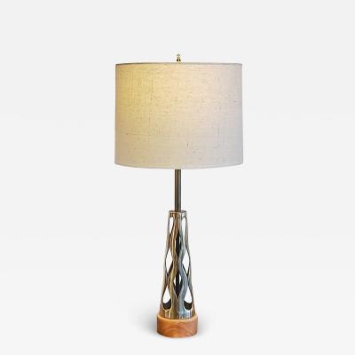 Tony Paul TONY PAUL BRASS AND WALNUT TABLE LAMP FOR WESTWOOD INDUSTRIES 1950s 