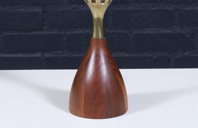 Tony Paul Tony Paul Sculpted Brass Walnut Table Lamps for Westwood Industries