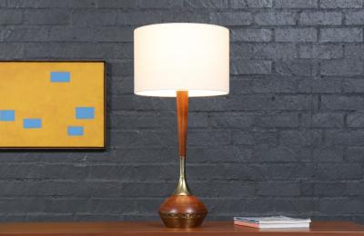 Tony Paul Tony Paul Sculpted Walnut Brass Table Lamp by Westwood Industries