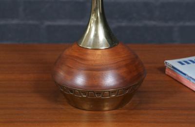 Tony Paul Tony Paul Sculpted Walnut Brass Table Lamp by Westwood Industries