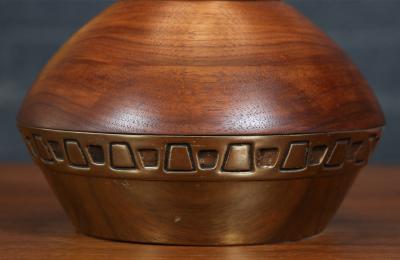 Tony Paul Tony Paul Sculpted Walnut Brass Table Lamp by Westwood Industries