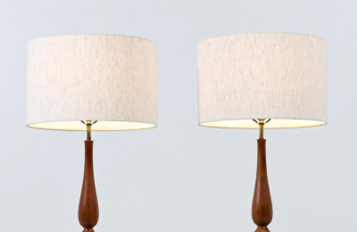 Tony Paul Tony Paul Sculpted Walnut Brass Table Lamps for Westwood Industries