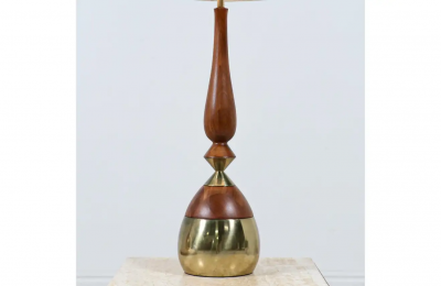 Tony Paul Tony Paul Sculpted Walnut Brass Table Lamps for Westwood Industries