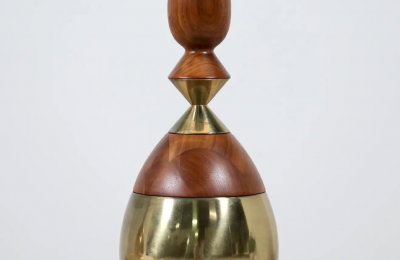 Tony Paul Tony Paul Sculpted Walnut Brass Table Lamps for Westwood Industries