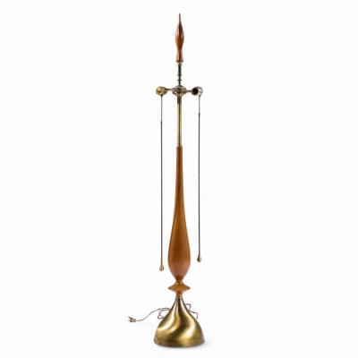 Tony Paul Tony Paul for Westwood Mid Century Walnut and Brass Lamps Pair