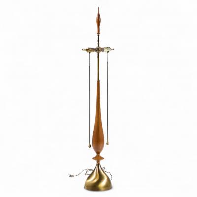 Tony Paul Tony Paul for Westwood Mid Century Walnut and Brass Lamps Pair