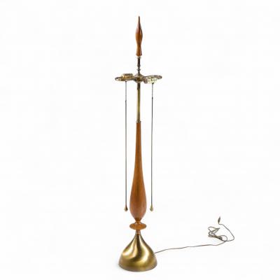 Tony Paul Tony Paul for Westwood Mid Century Walnut and Brass Lamps Pair