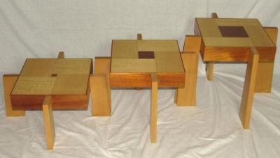 Toqapu Studio Rare Studio Nest of Three Incan Influenced Tables by Toqapu Studio circa 1985