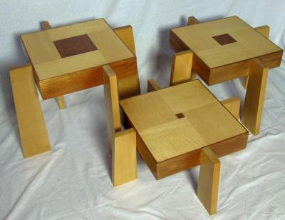 Toqapu Studio Rare Studio Nest of Three Incan Influenced Tables by Toqapu Studio circa 1985