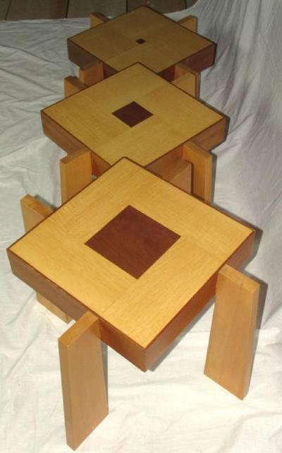 Toqapu Studio Rare Studio Nest of Three Incan Influenced Tables by Toqapu Studio circa 1985