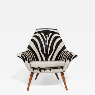 Torbjorn Afdal Danish Lounge Chair in Zebra Leather
