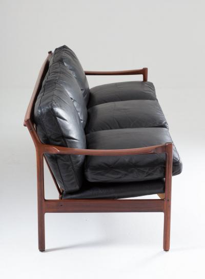 Torbjorn Afdal Midcentury Scandinavian Sofa in Leather and Rosewood by Torbj rn Afdal