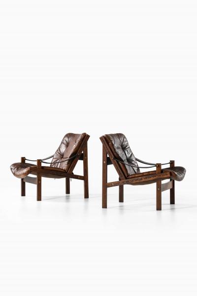 Torbjorn Afdal Pair of Torbj rn Afdal Leather Easy Chairs by Bruksbo 1962