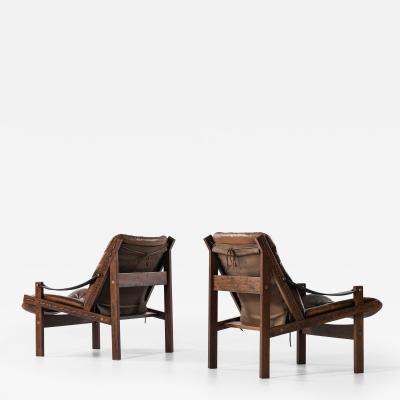 Torbjorn Afdal Pair of Torbj rn Afdal Leather Easy Chairs by Bruksbo 1962