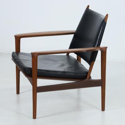 Torbjorn Afdal Rare Broadway Teak Leather Armchair Designed by Torbjorn Afdahl