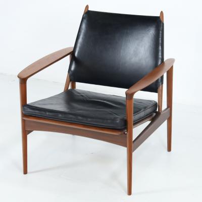 Torbjorn Afdal Rare Broadway Teak Leather Armchair Designed by Torbjorn Afdahl