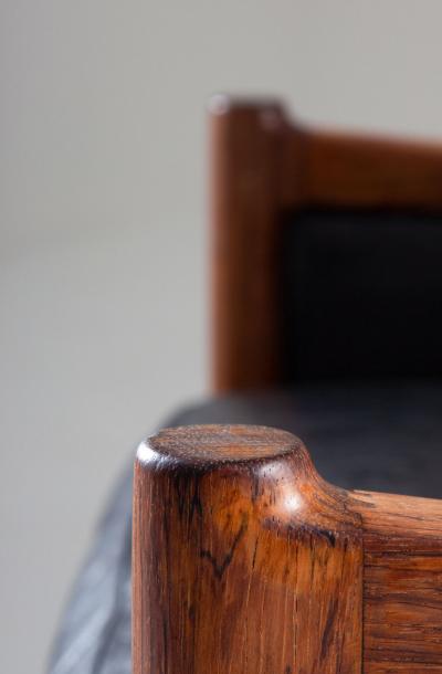 Torbjorn Afdal Scandinavian Midcentury Leather and Rosewood Lounge Chairs by Torbj rn Afdal