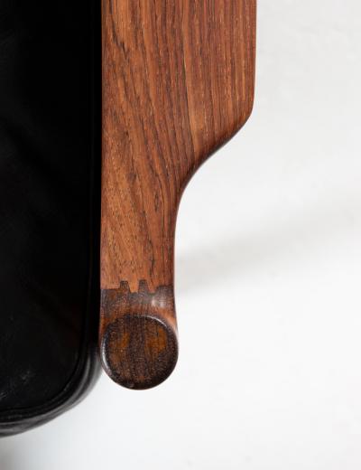 Torbjorn Afdal Scandinavian Midcentury Leather and Rosewood Lounge Chairs by Torbj rn Afdal