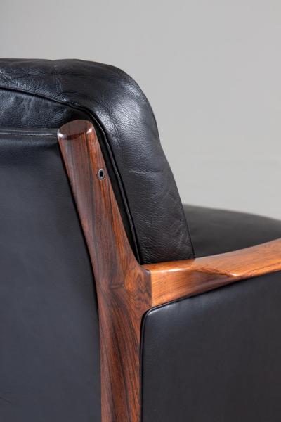 Torbjorn Afdal Scandinavian Midcentury Leather and Rosewood Lounge Chairs by Torbj rn Afdal